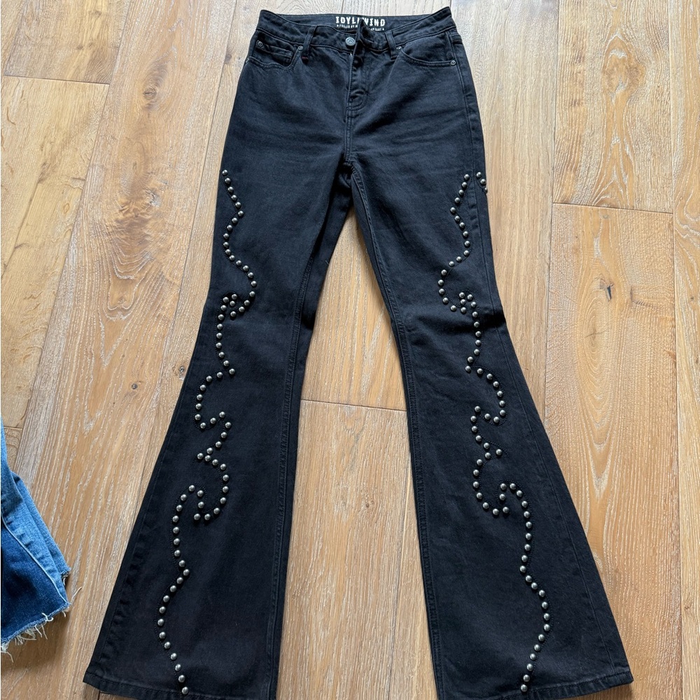 Idyllwind Black Studded Flare Jeans